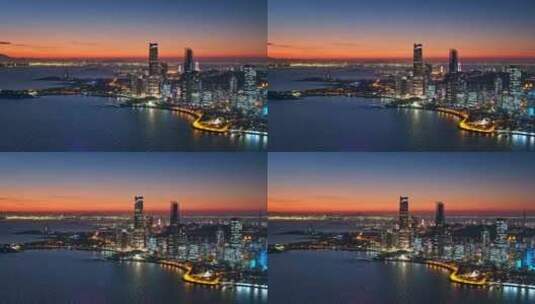 青岛夜景航拍青岛城市夜景航拍高清在线视频素材下载