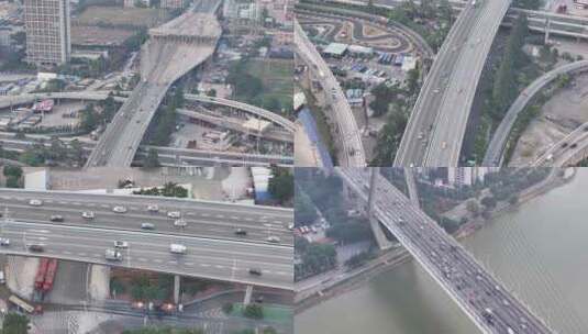 广州番禺区东沙桥航拍高清在线视频素材下载