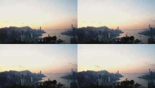 香港维多利亚港临延时城市黄昏晚霞高清在线视频素材下载
