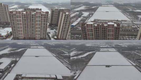 航拍城市雪景 石家庄 交通高清在线视频素材下载