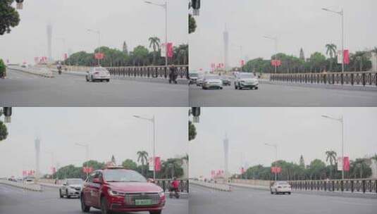 4K广州塔远景车流-广州交通道路高清在线视频素材下载