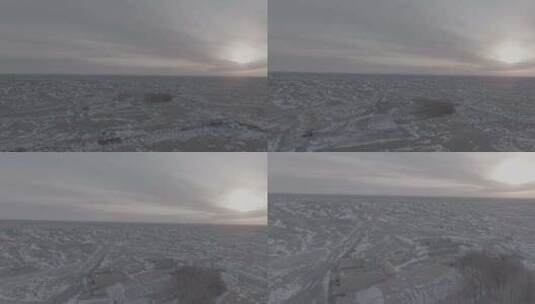玉门关冬季雪景航拍D-log高清在线视频素材下载