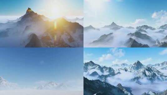 大气雪山 日照金山高清在线视频素材下载