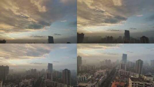 都市清晨雾霾高清在线视频素材下载