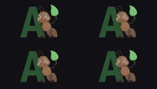 动物字母A动画高清在线视频素材下载