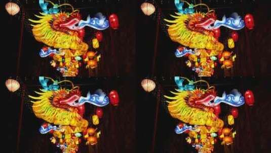 中国秦淮灯会南京夫子庙老门东的龙年龙灯笼高清在线视频素材下载