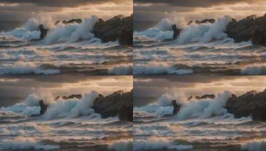 大海海浪阳光海洋浪花海水大气震撼开场片头高清在线视频素材下载