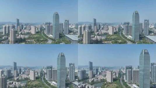 惠州cbd兴业银行航拍荣灿惠州中心大厦高清在线视频素材下载