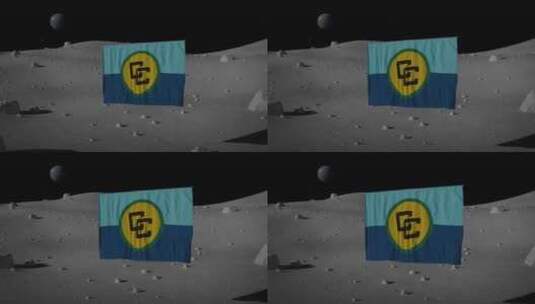 月亮上的加共体旗帜|UHD|60fps高清在线视频素材下载