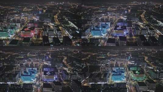 4K航拍杭州东站枢纽商务区夜景高清在线视频素材下载