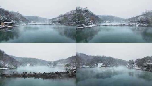 航拍南京浦口珍珠泉冬天的雪景4K高清高清在线视频素材下载