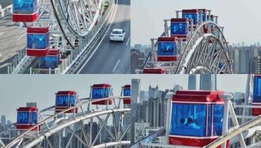 【合集】天津之眼摩天路乘客拍照航拍高清在线视频素材下载