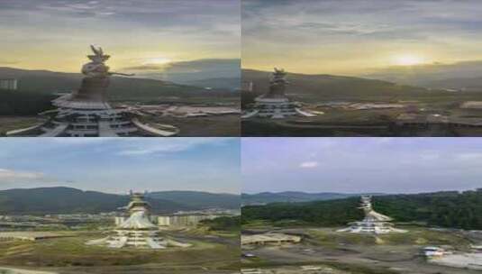 高清竖屏环绕航拍贵州剑河县仰阿莎雕塑高清在线视频素材下载