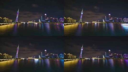 广州城市夜景珠江新城广州塔延时高清在线视频素材下载