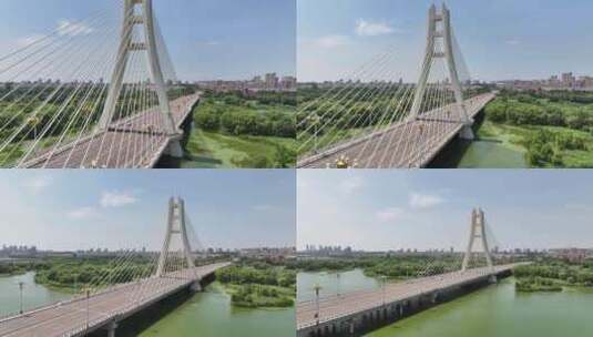 潍坊市安丘青云大桥航拍高清在线视频素材下载