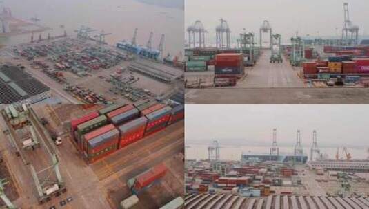 海上运输物流港口海边集装箱码头货物高清在线视频素材下载