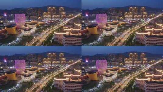 中国醴陵瓷谷夜景高清在线视频素材下载