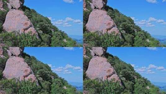 夏季蓝天白云绿色大山山顶全景风光高清在线视频素材下载