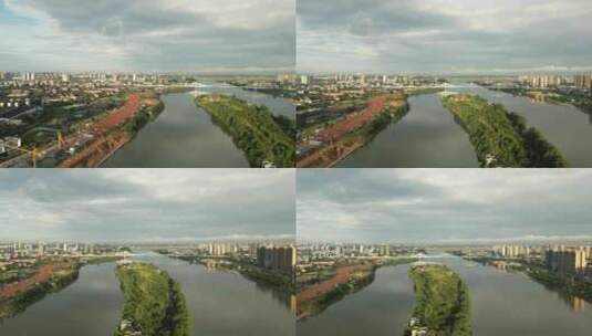 衡阳景区东洲岛景区城市风景4A景区拍摄高清在线视频素材下载