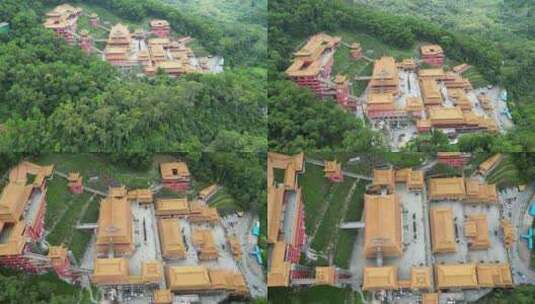 广东东莞大岭山森林公园观音寺航拍高清在线视频素材下载