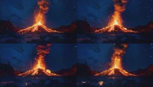 AI火山喷发火山爆发岩浆熔岩末日高清在线视频素材下载