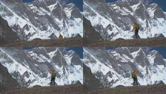 这家伙在喜马拉雅山旅行高清在线视频素材下载