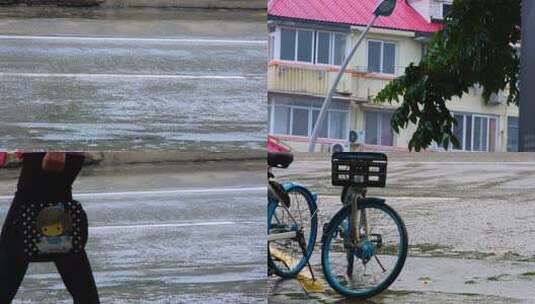 下暴雨下大雨下雨天雨水雨滴街景街道街头风高清在线视频素材下载