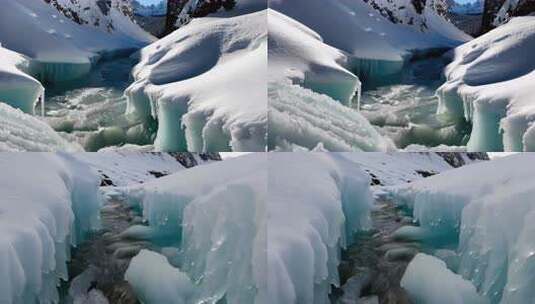 冰雪融化雪水流淌高清在线视频素材下载