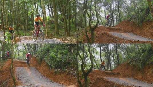 山地自行车越野极限运动跳跃升格素材高清在线视频素材下载