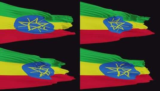 带有阿尔法通道的埃塞俄比亚国旗在风中慢动高清在线视频素材下载