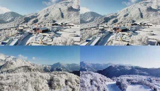 西岭雪山 雪景 大雪覆盖的自然风光 航拍高清在线视频素材下载