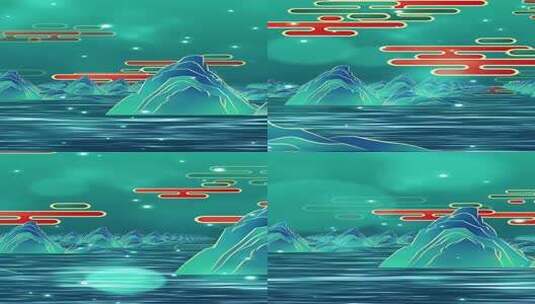 国潮山水中国风LED舞台背景视频竖屏高清在线视频素材下载