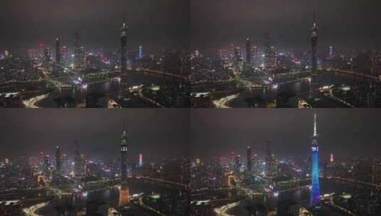 广州塔开灯过程高清在线视频素材下载