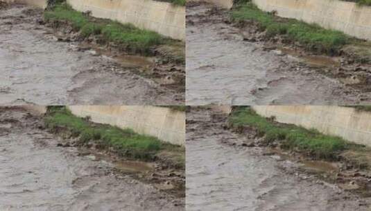 实拍暴雨后洪水 山洪  泥石流高清在线视频素材下载