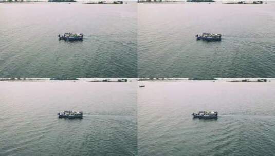 航拍高清实拍游船过河高清在线视频素材下载