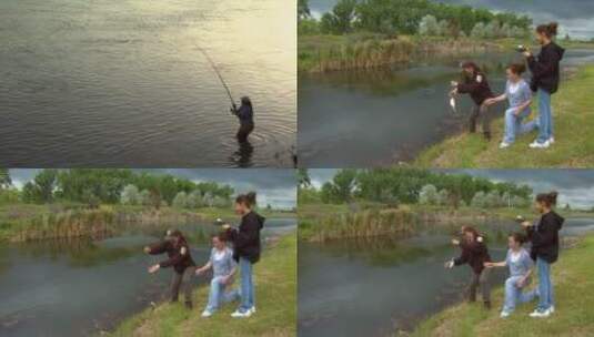 人们在动物保护区钓鱼高清在线视频素材下载