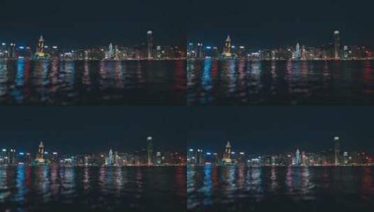 灯火通明的夜间城市高清在线视频素材下载