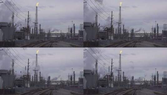 巨大的炼油厂特写高清在线视频素材下载