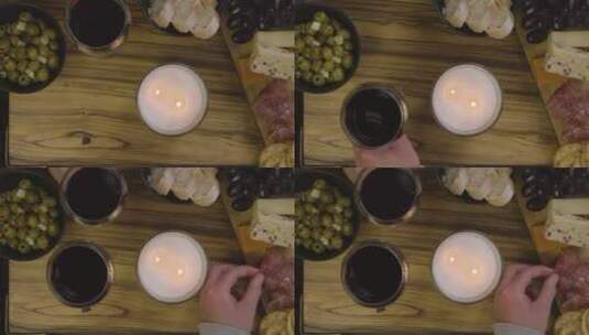 享用奶酪和红酒特写镜头高清在线视频素材下载