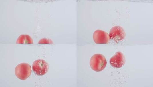 西红柿落水高清在线视频素材下载