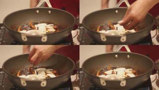 炖鸡爪年糕蟹肉煲 (11)高清在线视频素材下载