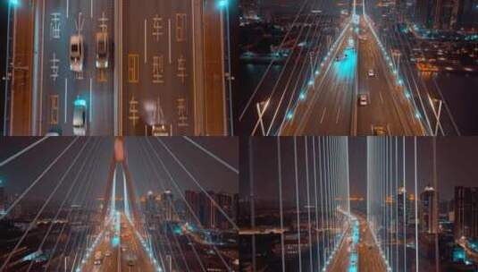 俯拍上海杨浦大桥高清在线视频素材下载