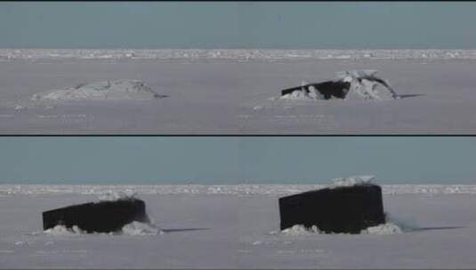 潜水艇浮出冰川水面高清在线视频素材下载