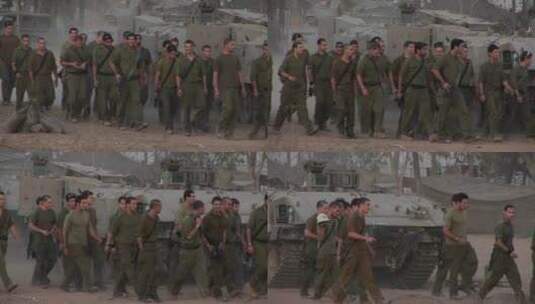 以色列士兵抵达边境地区执勤高清在线视频素材下载