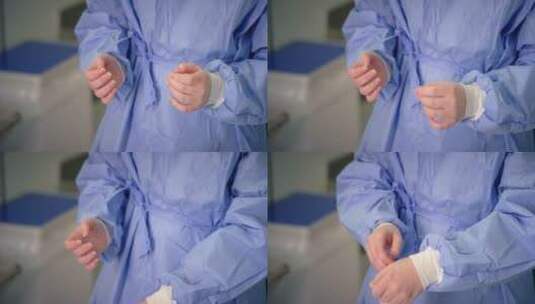 Cu医务工作者戴上手术手套高清在线视频素材下载