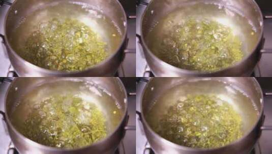 煮绿豆汤熬绿豆粥高清在线视频素材下载
