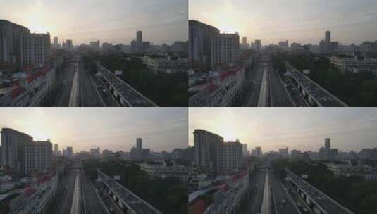 广州城市道路的清晨高清在线视频素材下载
