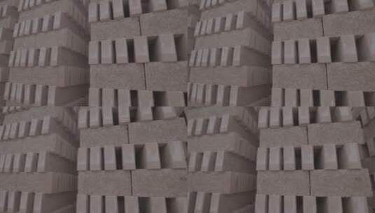 砖厂砖头堆放多角度拍摄LOG视频素材高清在线视频素材下载