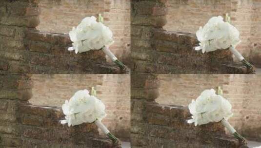 废弃建筑中的新娘花束高清在线视频素材下载