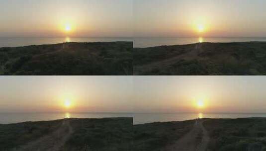 眺望海岸上的日落高清在线视频素材下载